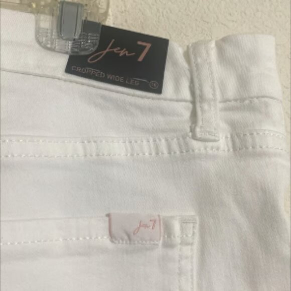 JEN7 by 7 for All Mankind Cropped Wide Leg Distressed Hem White Jeans Size 18 - Picture 7 of 10